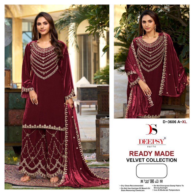 D 3606 A To D By Deepsy Ice Velevt Readymade Pakistani Suits